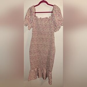 Floral Midi Dress with Ruffle Hem